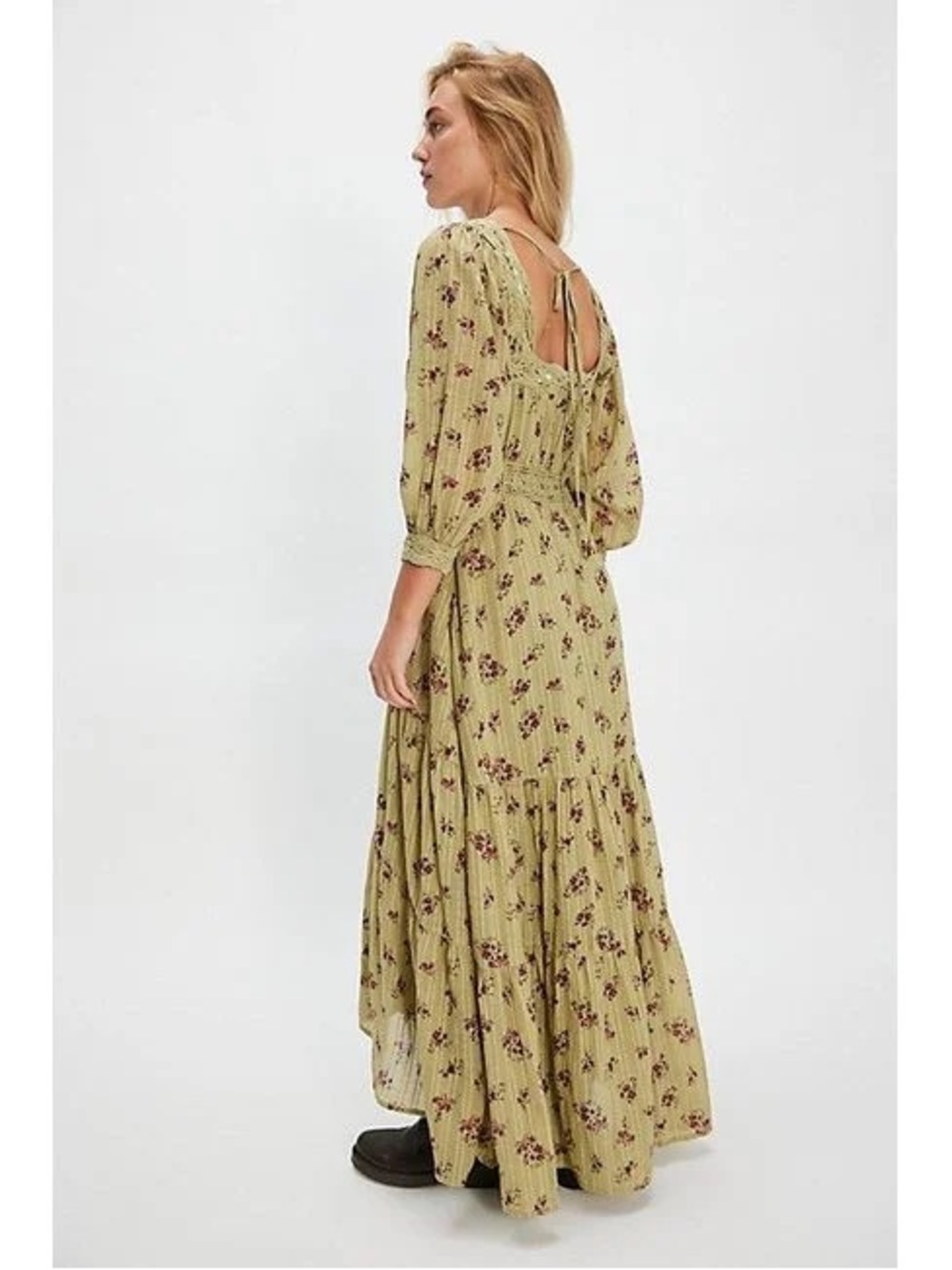 100% Cotton FP Morning Meadows Maxi Dress in Sage with Rose Print - Picture 4 of 13